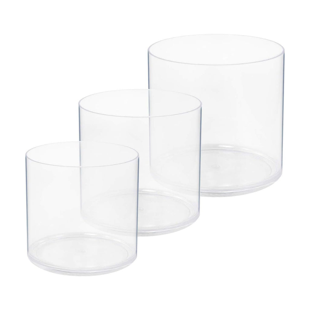 Royal Imports Plastic Cylinder Flower Vase Non-Breakable Acrylic 3PC Set