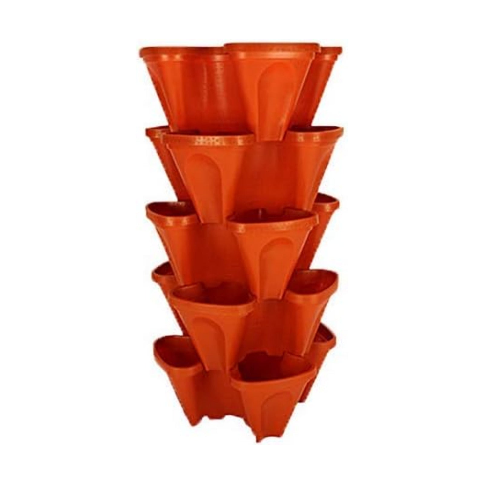 Mr. Stacky 18 inch Large Stackable Planters (Terra-Cotta) Out Door Garden. Vertical Planter. Made USA. Easy to Set up