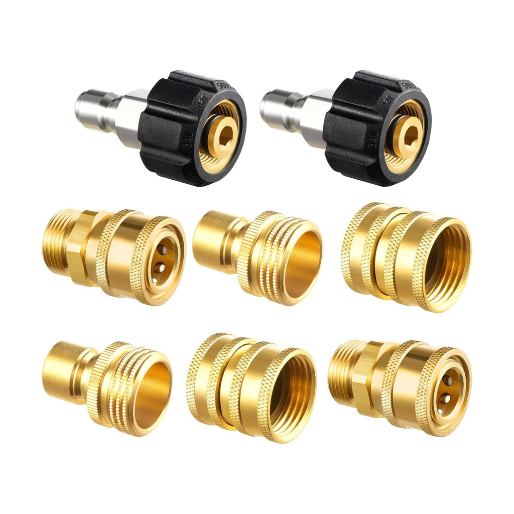 Twinkle Star Pressure Washer Adapter Set, Quick Disconnect Kit | M22 14mm Quick Connect Swivel to 3/8" Fittings, 3/4"
