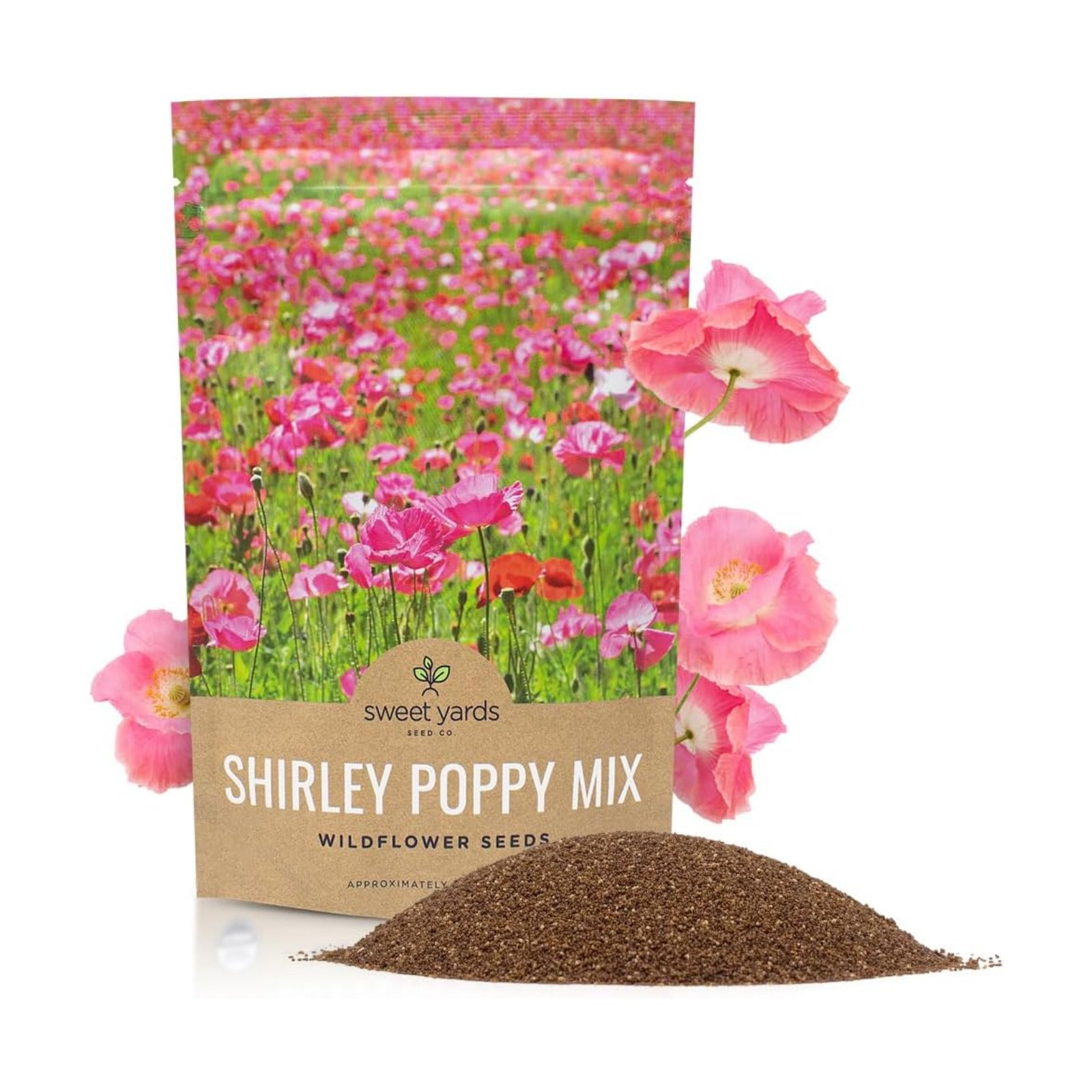 Shirley Poppy Seeds – Mixed Colors – Bulk Quarter Pound Bag – Over 800,000 Open Pollinated Non-GMO Wildflower Seeds –
