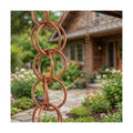 Topadorn 7.7FT Copper-Tone Double Ring Rain Chain | Modern Decorative Metal Downspout Replacement, Adjustable Outdoor