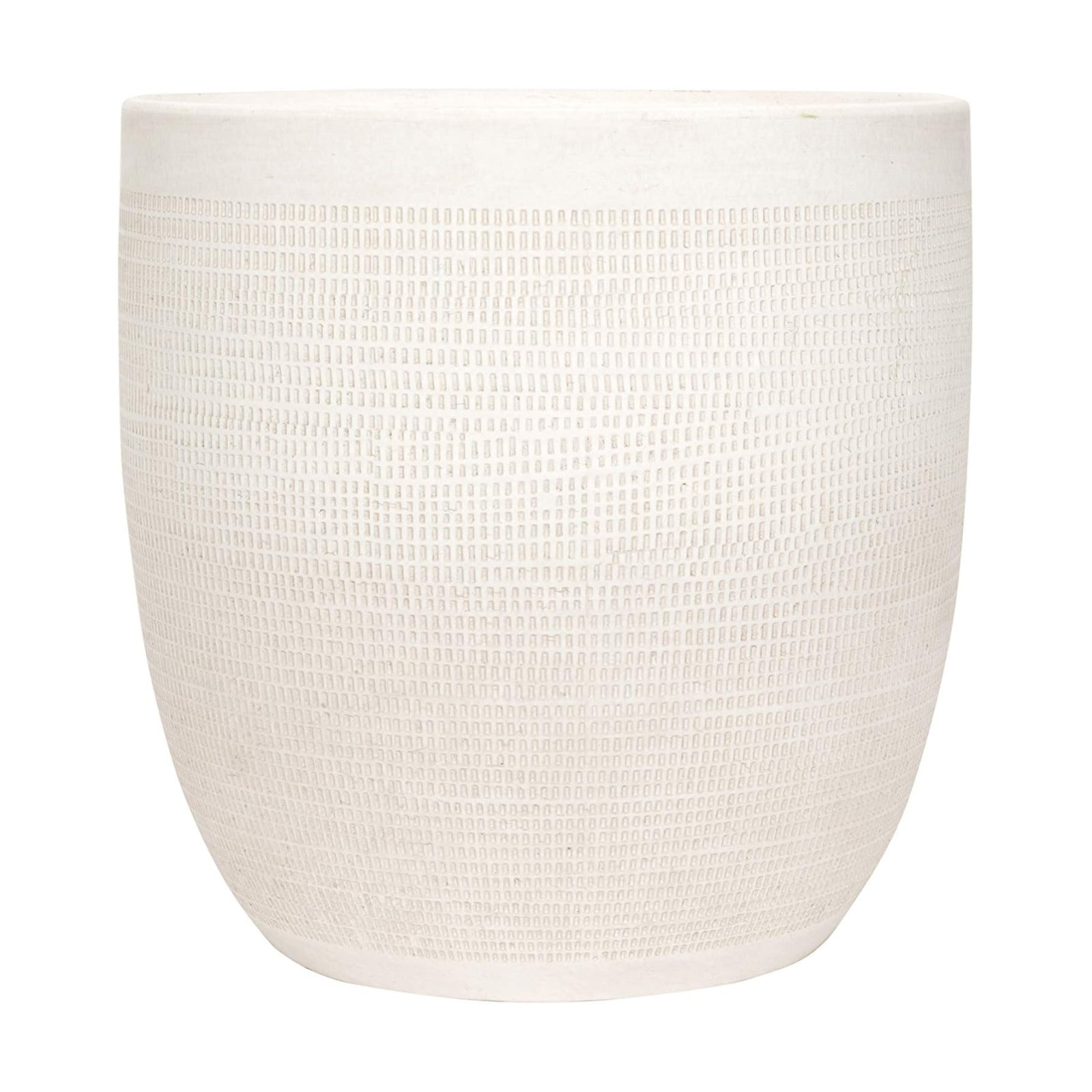 Creative Co-Op Large Matte White Embossed Stoneware Planter