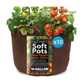 MAUI MIKE'S Root Pouch 10 Gallon/ 10 Pack Heavy Duty Tomato Grow Bag. Plant Fabric Pots with Handles. Fabric Grow Bags