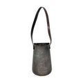 DNS Wall Planter Rustic Metal Half Bucket with Faux Leather Strap Hanging Decorative Flowers Succulent Cactus Indoor