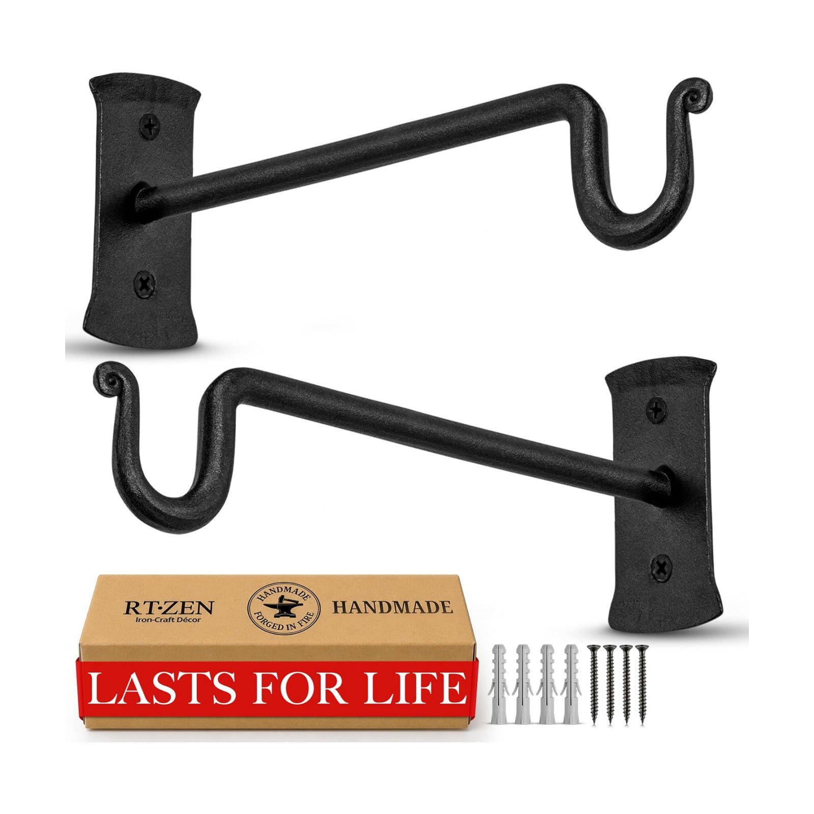 Plant Hangers Outdoor or Indoor Heavy Duty Wall Bracket Hooks | Wrought Iron Metal Hanger Indoor Hook for Hanging