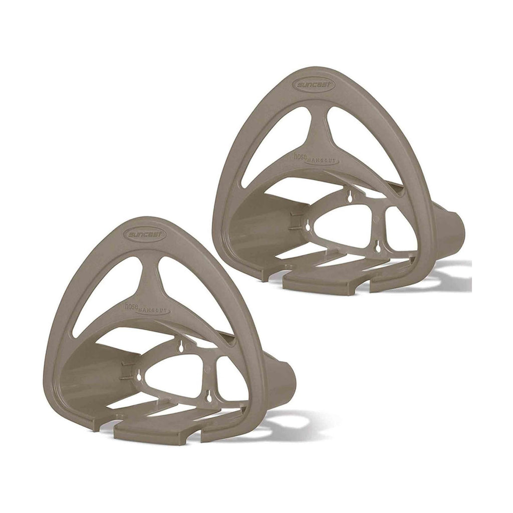 Suncast 2 Pack Hangout HH150 Outdoor Wall Mounted Durable Resin Garden Hose Holder with Accessories Shelf, Designed for