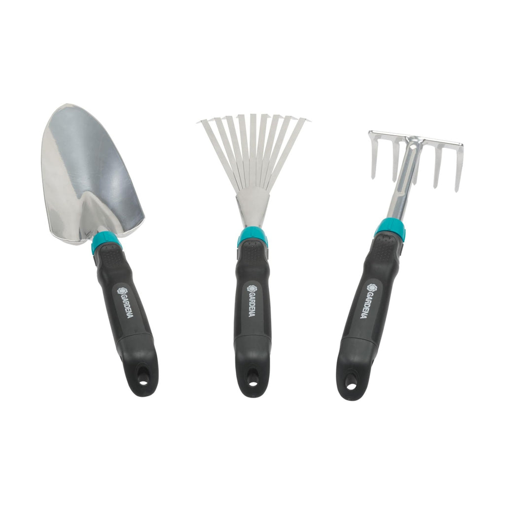 Gardena Comfort Small Tool Set - Ideal Set for Garden Keeping with Flower Trowel, Small Broom and Flower RAK (8964-60)