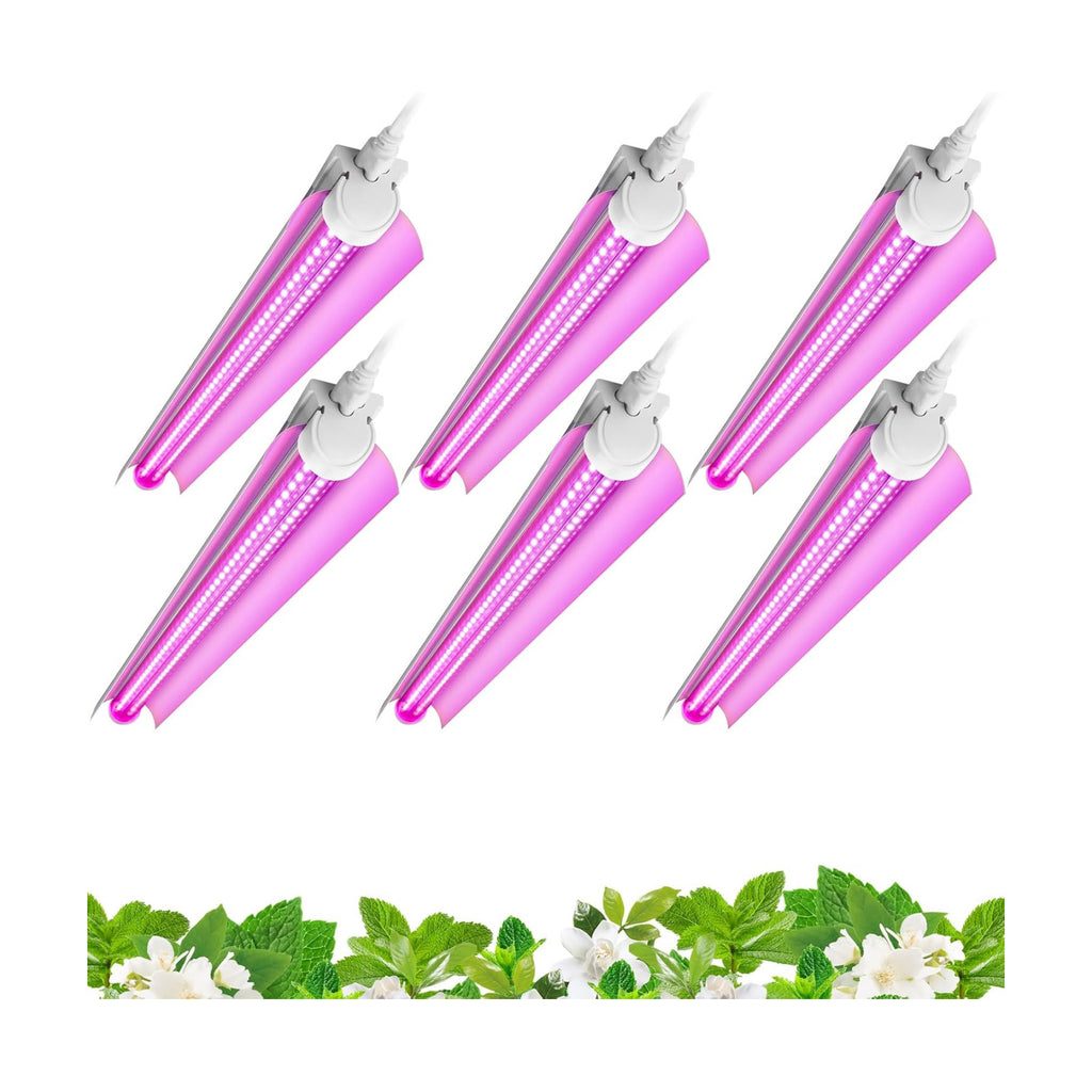 Barrina T8 LED Grow Light, 2FT Full Spectrum Plant Lights, Pink, 6 Packs