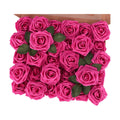 MACTING 30PCS Hot Pink Artificial Roses with Stems, Real Touch Foam Flowers
