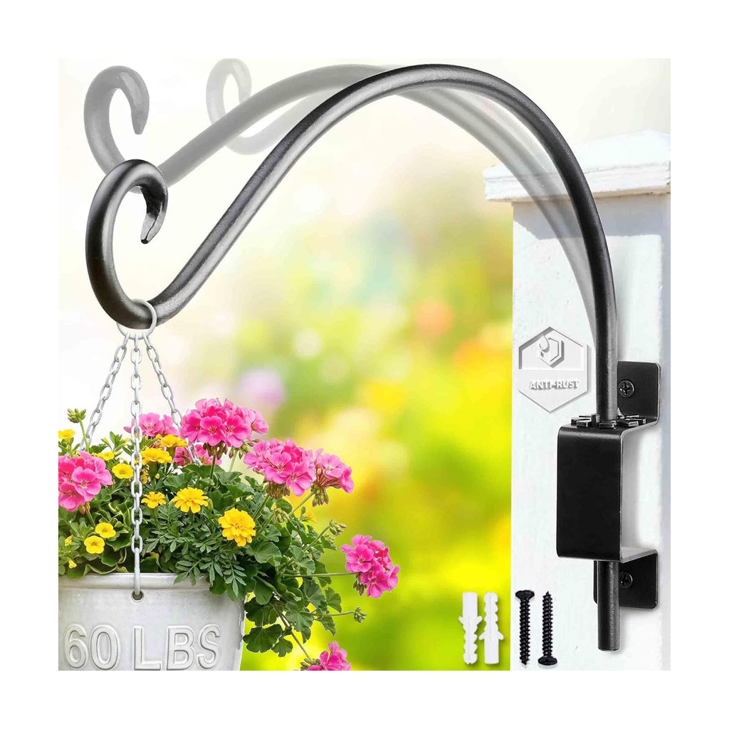 Qiang Ni Swivel Plant Hanger-16 Inch 60 lbs Capacity Bird Feeder Bracket | 45°-180° Swivel Adjustable Wall Mount