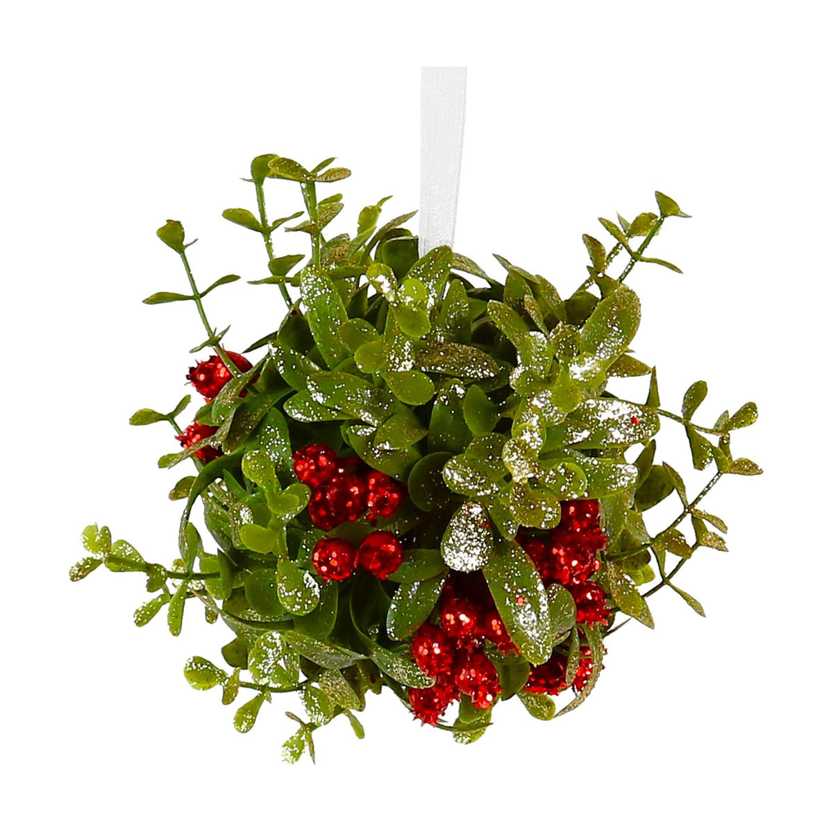 Hanging Mistletoe Glitter Kissing Ball - Christmas Doorway Holiday Decor 5"