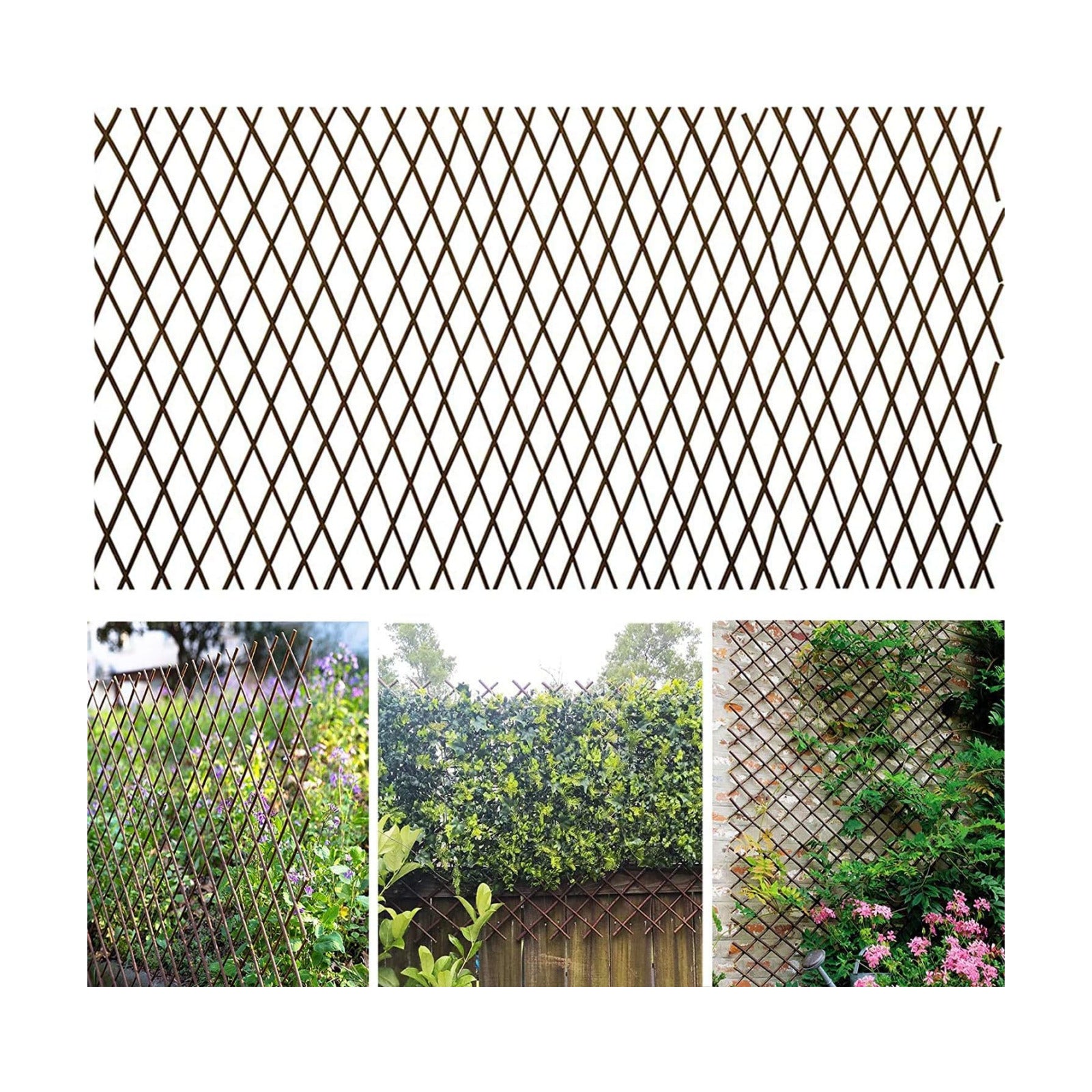 GLANT Lattice Fence Willow Expandable Plant Climbing Lattices Trellis Fence,Open Screen Fencing,Willow (1)