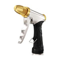 Garden Hose Nozzle, Heavy Duty Metal Brass Nozzle, 4 Spray Patterns | Full brass nozzle, ABS non-slip ergonomic grip.
