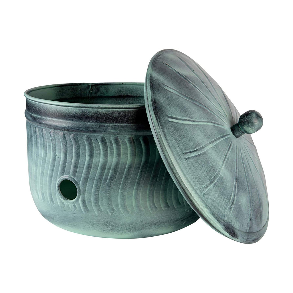 Garden Hose Holder Storage Pot with Lid 17 x 11.5" | Water Hose Container Pot Outdoor or Indoor Use | Expandable Water