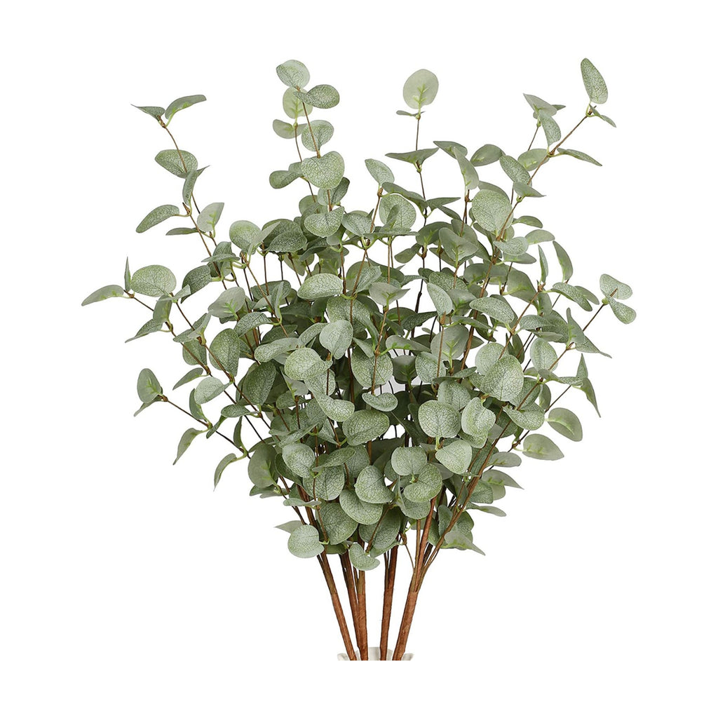6 Pcs 27" Eucalyptus Stems Greenery Stems Eucalyptus Leaf Spray in Green Silk Plastic Plants Floral Artificial Plants for Home Party Wedding Decoration