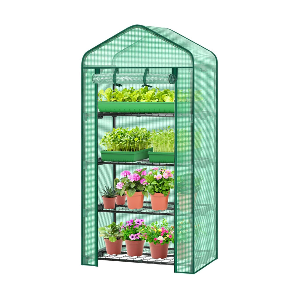Ohuhu Mini Greenhouse for Indoor Outdoor, 27 x 19 x 62-Inch Small Plant Green House 4-Tier Rack Stand Portable