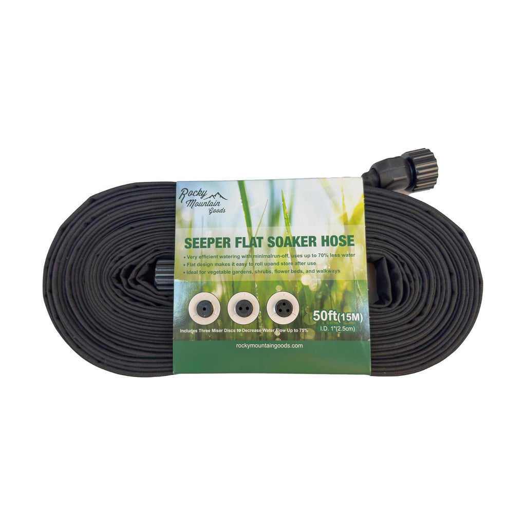 Rocky Mountain Goods 50 Foot Flat Weeper Soaker Hose (Pack of 2) - Drip Irrigation - Double Layer Design - Saves 70%
