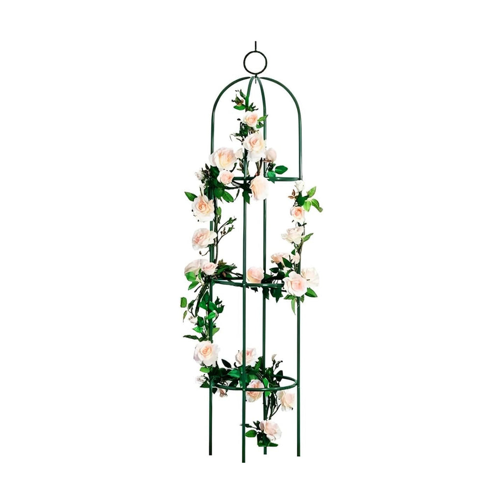 Tower Obelisk Garden Trellis 100% Metal 6.3 Feet Tall Plant Support for Climbing Vines and Flowers Stands,Black Green