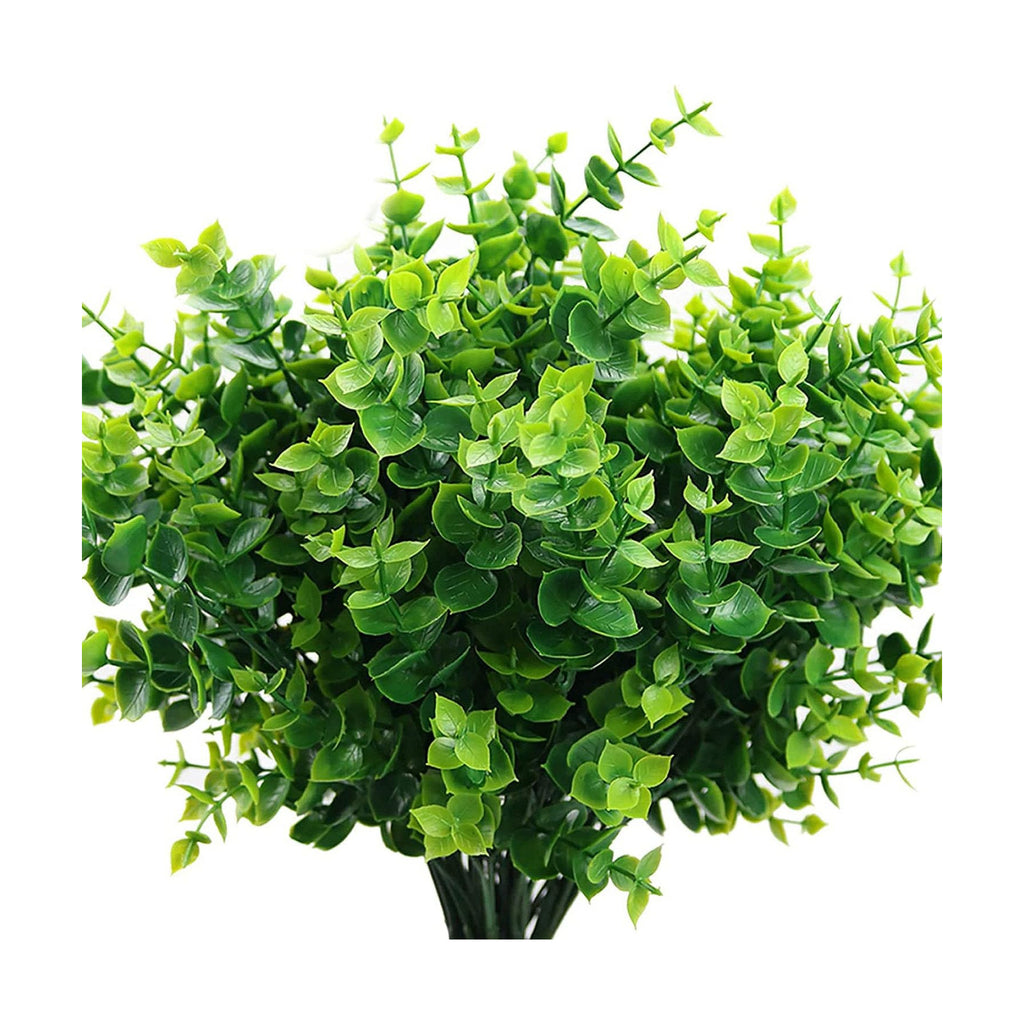 PASYOU Artificial Shrub, Fake Bush Simulation Eucalyptus Grass Greenery Leaves Plastic Plants Indoor Outdoor Outside Home Garden Office Bathroom Verandah Wedding Décor Decoration Planter Filler 4 Pcs