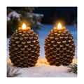 Eldnacele Pine Cone Flameless Candles Battery Operated with 6 Hour Timer