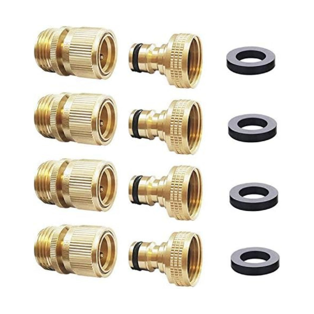 Garden Hose Quick Connect Solid Brass Quick Connector 3/4 inch GHT (4 Sets)