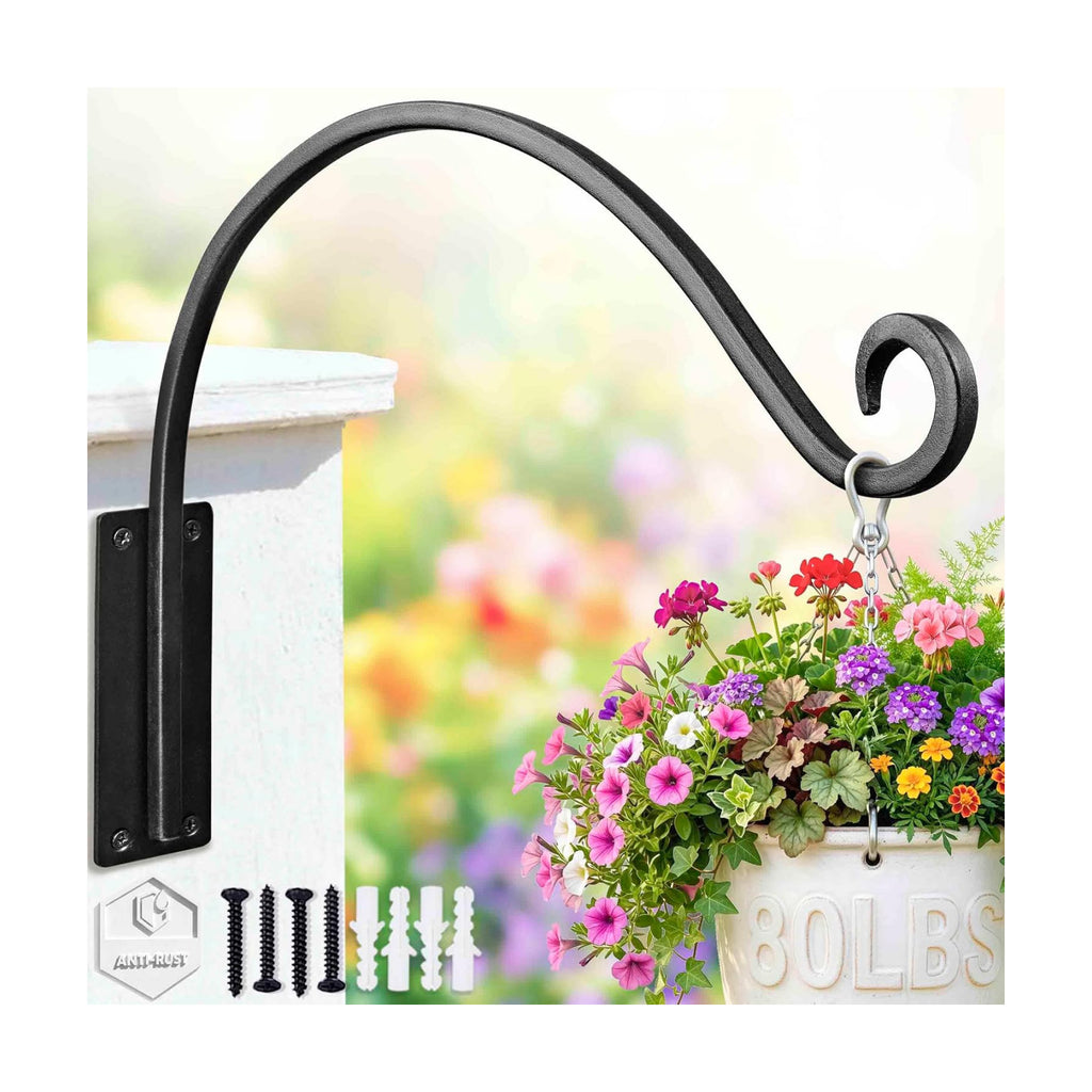Qiang Ni Heavy-Duty Plant Hanger-16 Inch 80Lbs Outdoor Wall Mount Bracket | Rust-Resistant Metal Hook,Easy
