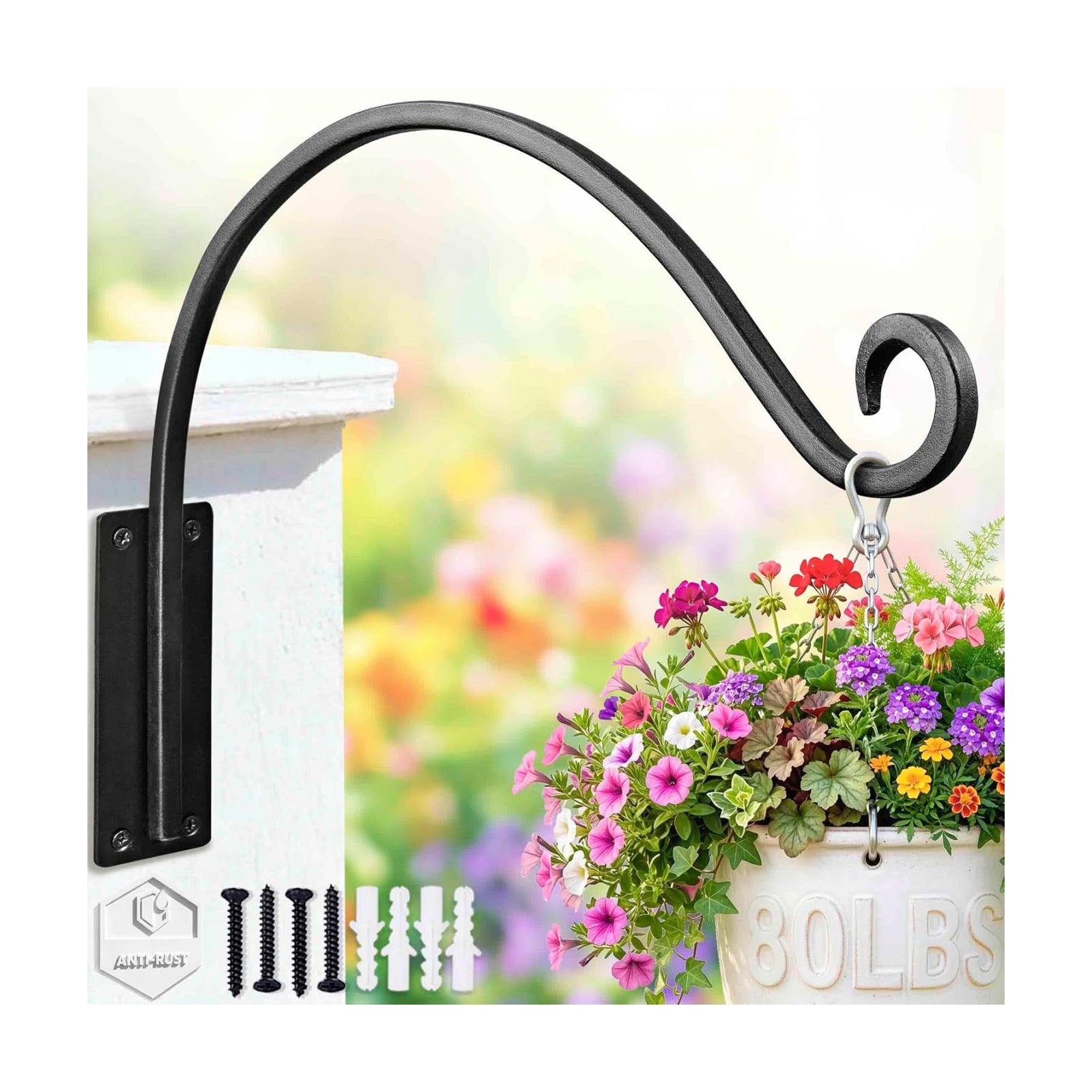 Qiang Ni Heavy-Duty Plant Hanger-16 Inch 80Lbs Outdoor Wall Mount Bracket | Rust-Resistant Metal Hook,Easy