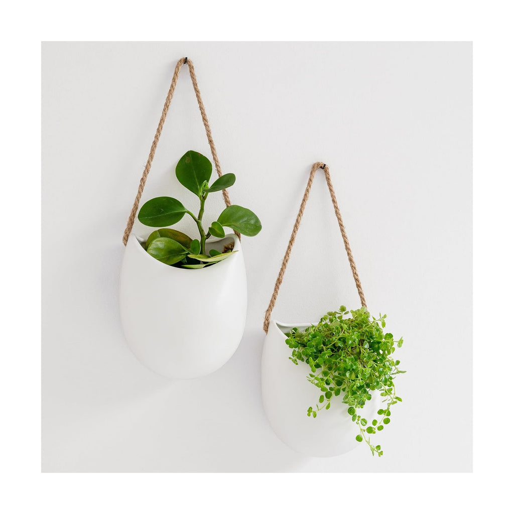 Kazai. Wall Planters -Ellie- | Hanging Ceramic Plant Pots 2 Pieces | Wall Decoration for Indoors, Balcony and Garden