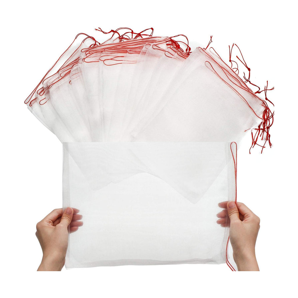 50 PCS Fruit Protection Bags, Enpoint 10x14 Inch Reusable Garden Netting Mesh Bag with Drawstrings, Plant Covers