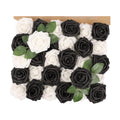 30PCS Black and White Artificial Roses with Stems, Real Touch Foam Flowers