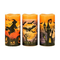 Eldnacele Halloween Flameless Flickering LED Pillar Candles with 6H Timer