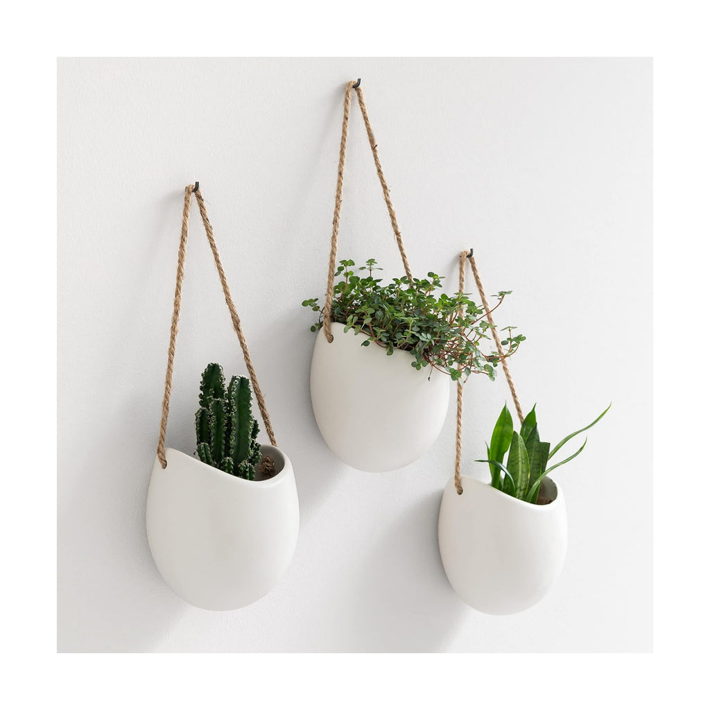 Kazai. Wall Planters -Ellie- | Hanging Ceramic Plant Pots 3 Pieces | Wall Decoration for Indoors, Balcony and Garden