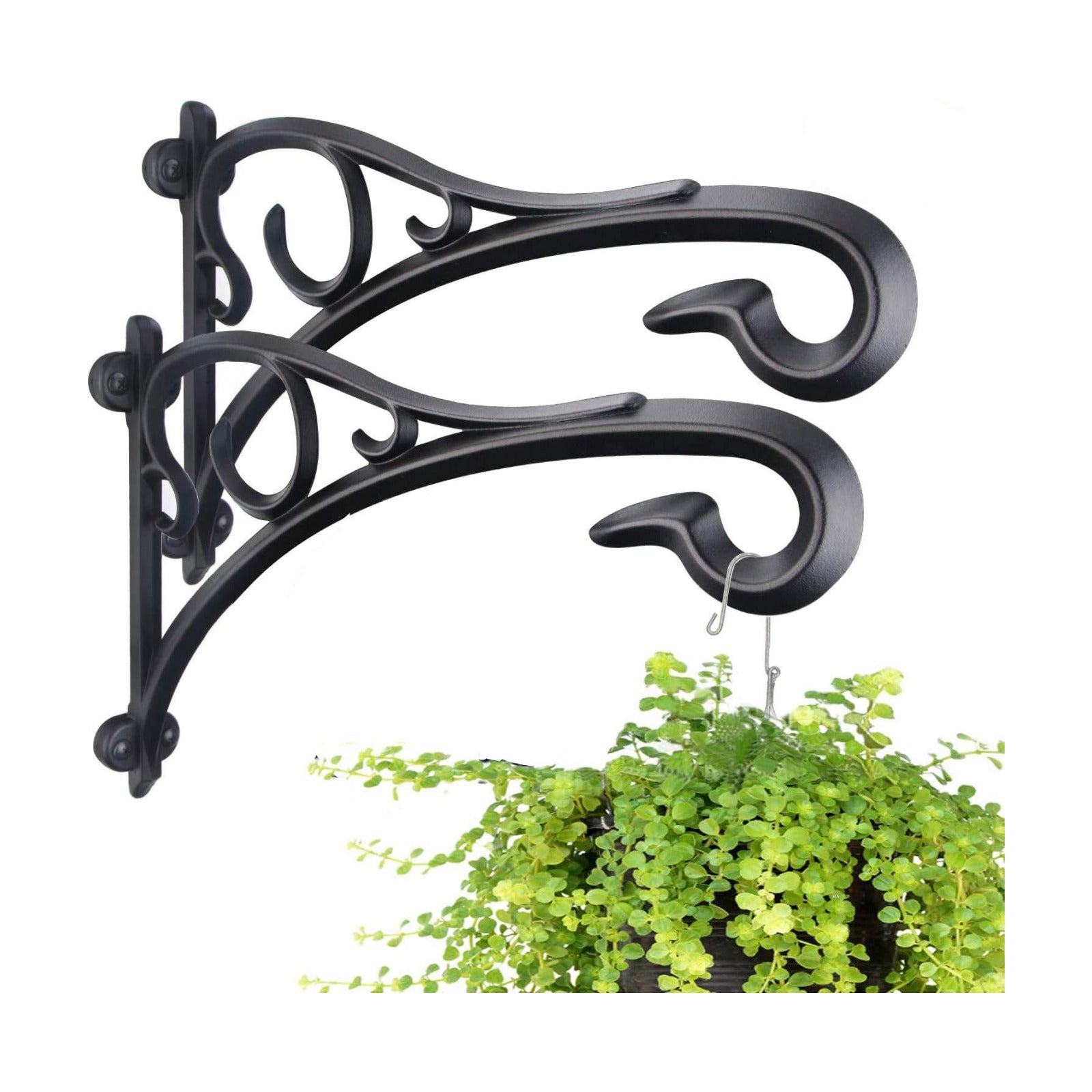 Hanging Plant Bracket,Heavy Duty Artistic Garden Hook (13 Inches/2 Pack) Thicker More Durable Rust-Resistant, for