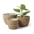 LA JOLIE MUSE Seagrass Basket Planters for Indoor Plants, Flower Pot 3 Pack | 10.2+8.7+6.7 Inch, Handwoven Natural