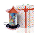 XDW-GIFTS Mosaic Solar Wild Bird Feeder, Waterproof Lantern Shape with S-Hook & 4 LED Lights, Garden Decor for Lawn, Patio, Balcony, Yard Ornament - Unique Gifts for Mom, Women, Grandma, Bird Lovers