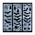Halloween Decorations Window Clings Decor, Large Scary Silhouette Bats Spider Kids School Home Office Accessories Party Supplies Gifts, 6 Sheet 59pcs