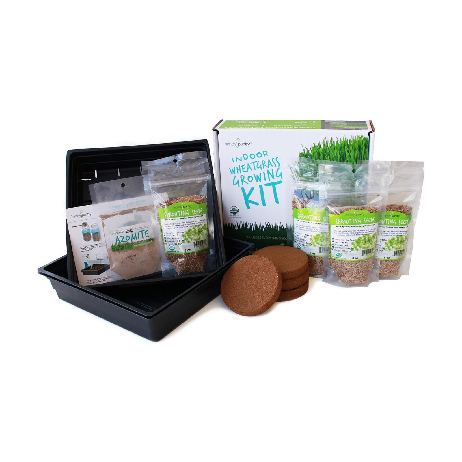 Handy Pantry Organic Wheatgrass Growing Starter Kit Grow & Juice Wheat | Grass Includes Non-GMO, Organic Wheatgrass