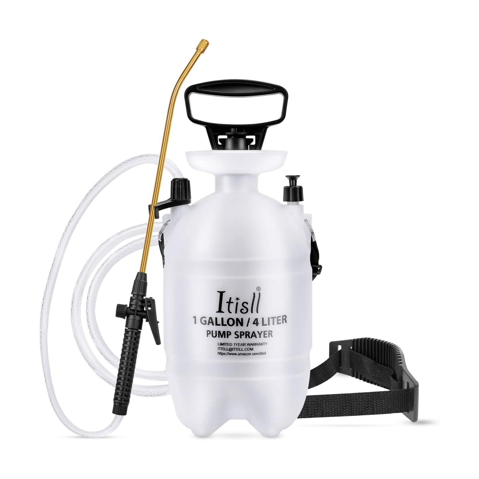 Itisll Portable Garden Pump Sprayer Brass Wand Shoulder Strap for Yard Lawn Weeds Plants 1Gal | Portable design