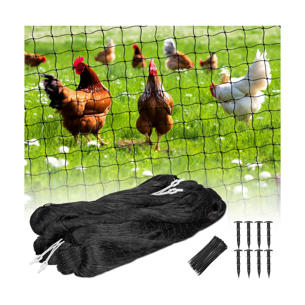 Bird Net 25'x50' with 1" Mesh Nylon Bird Netting for Garden, Poultry Netting Heavy Duty Aviary Netting Chicken Coop