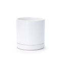 D'vine Dev 6.5 Inch Ceramic Planter Pot, White, 94-O-C-1 | Modern Cylinder Design, Drainage Hole & Saucer Included