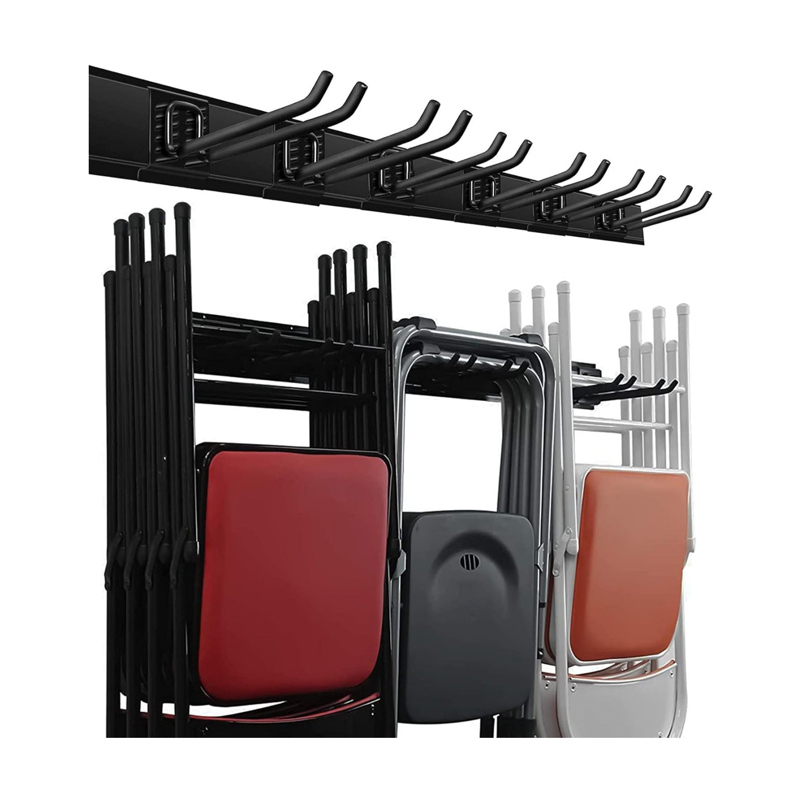 Wallmaster Garage Storage Organization Wall Mount, Garden Tool Rack Organizer Heavy Duty Folding Chair Hangers with 6