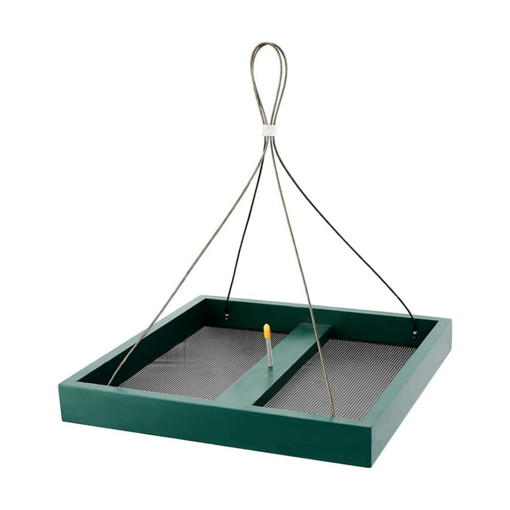Solution4Patio Platform Bird Feeder for Outdoors Hanging, Open-Air Wild Bird & Squirrel Feeder, 360° Viewing Hanging Tray with Rust-Resistant Mesh & Quick-Fill Design