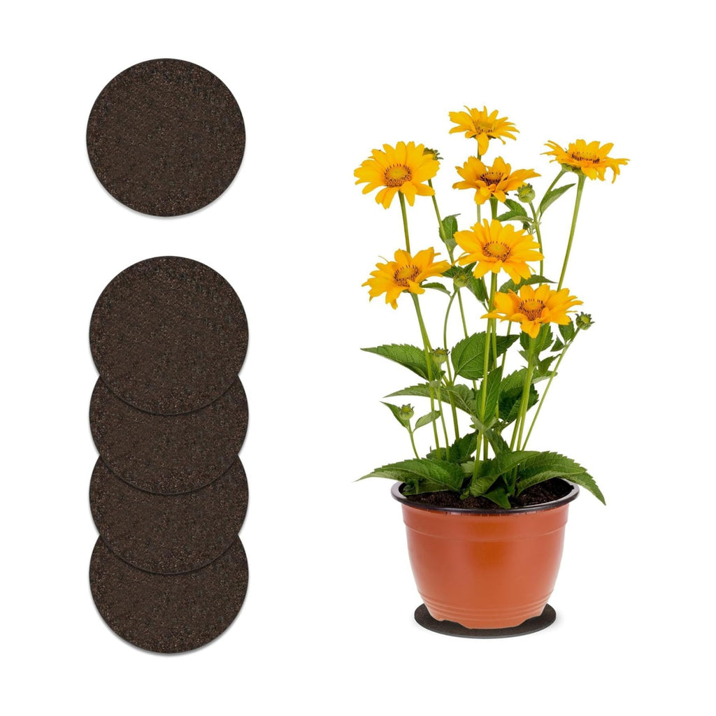 Curtis Wagner Plastics Corp. MA-600 Fabric Plant Mat (6" Diameter, Walnut Brown, 5-Pack) - Round Fabric Plant Coasters
