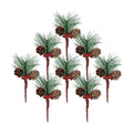 AKOAK 8 Pcs Mini Christmas Tree Picks, Artificial Pine Flower Branches with Berries for Holiday Decor, Gift Box Bouquet Wedding Party Home Decoration