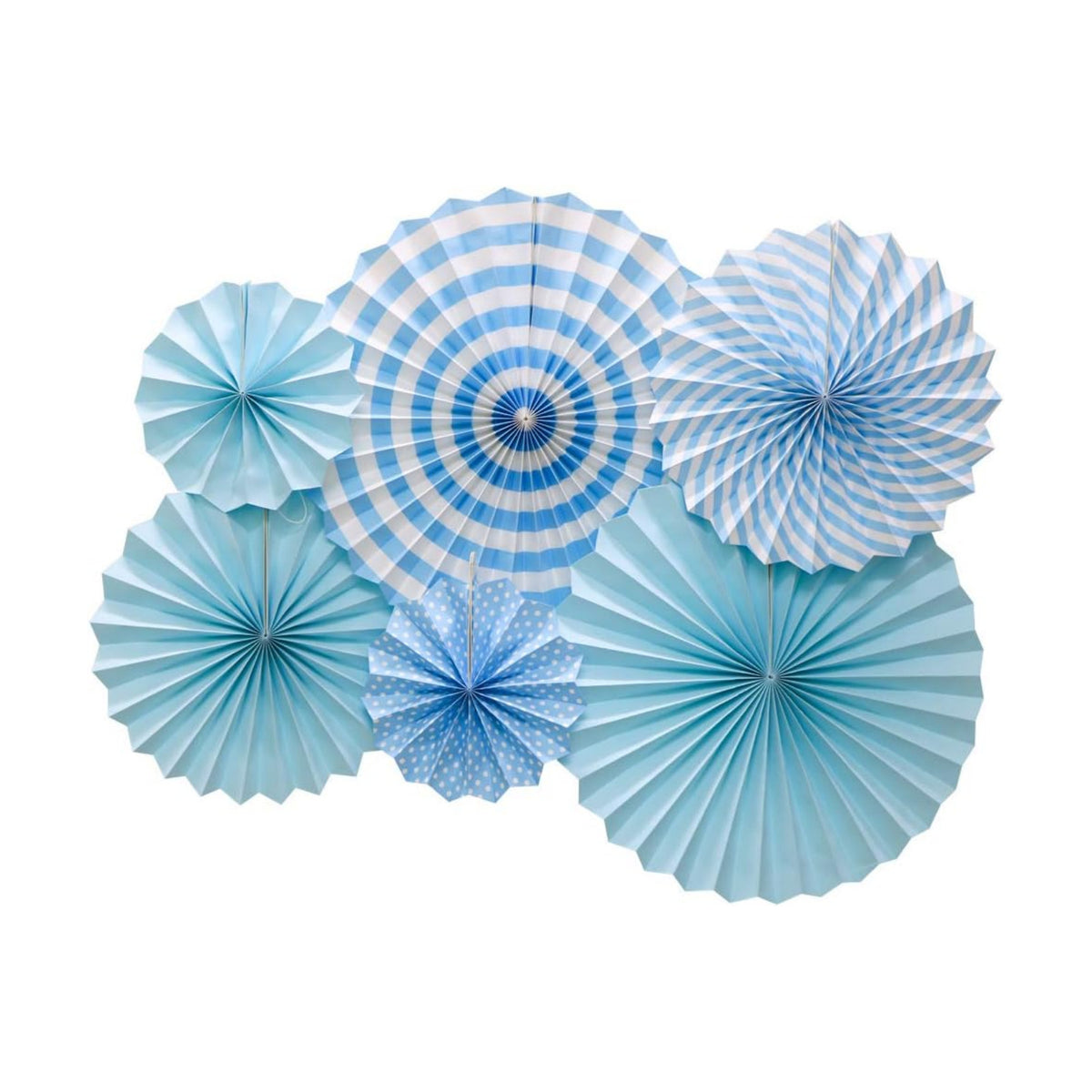 6-Pack Blue Hanging Paper Fans, Party and Wall Decor