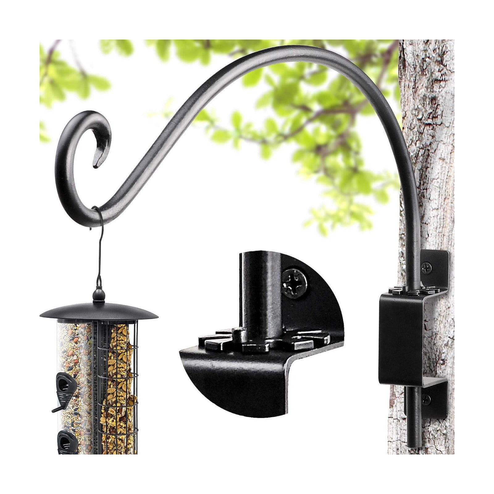 AJART Bird Feeder Hanger Outdoor: 16" Swivel Heavy Duty Wall Mount Bracket | 60 Lbs Hanging Plant Bracket for Wooden