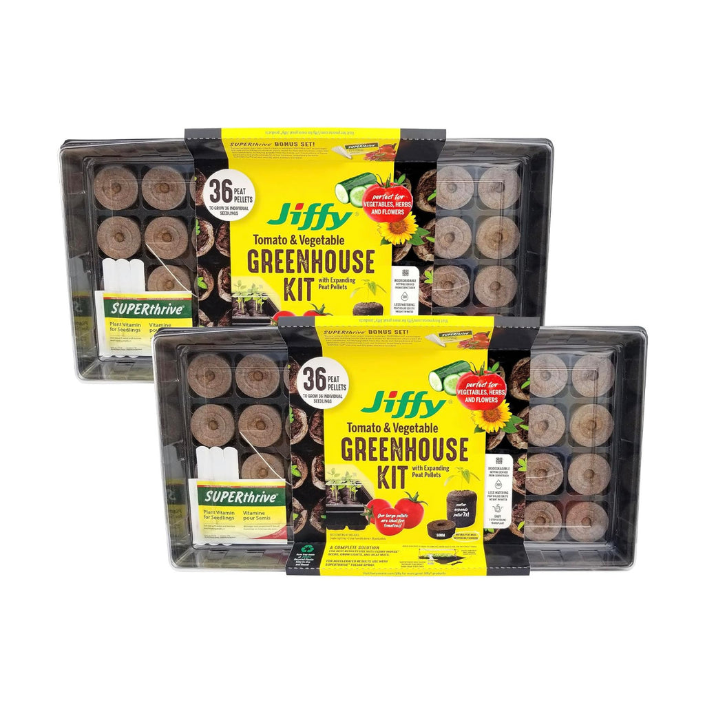 Ferry Morse Jiffy Tomato & Vegetable Seed Starter Tray Kit, 36 Cell 50mm Peat Pellets with Bonus SUPERthrive and Plant