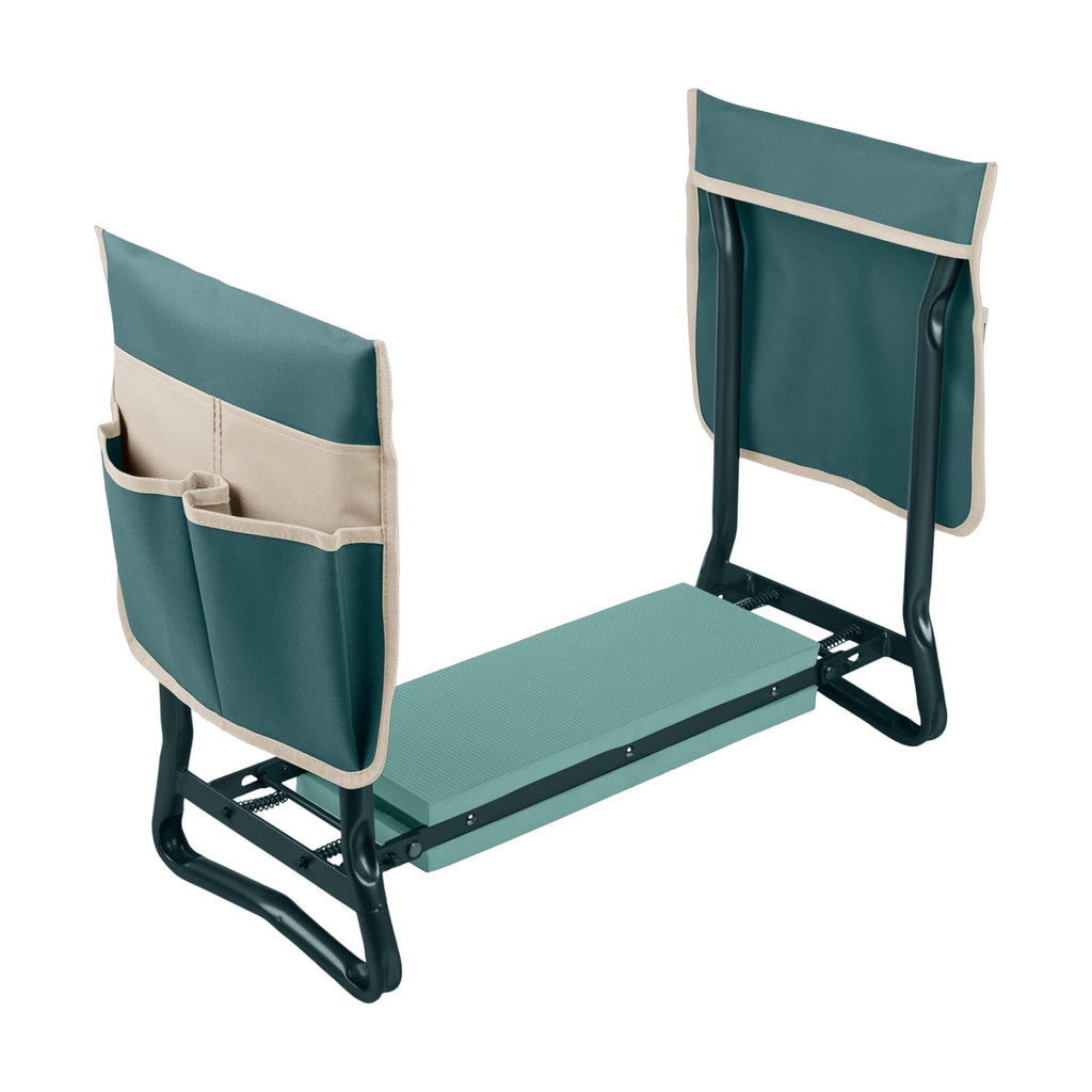 Pure Garden 2-in-1 Foldable Garden Kneeler and Seat, Green | Garden Kneeling Pad Stool - Removable Pockets for