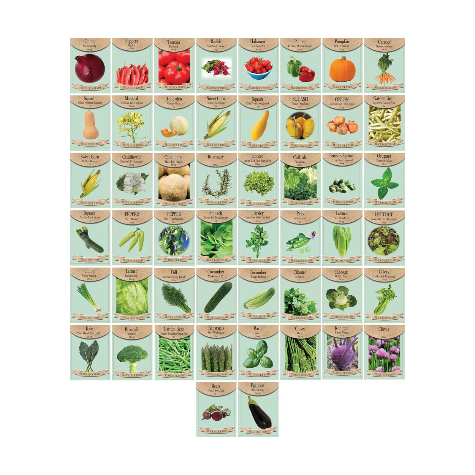 Set of 50 Premium Variety Herbs and Vegetables - Deluxe Garden Choices for Premium Gardening! (50 Variety Premium