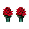 Sympathy Silks Rubys Silk Flowers - 20" Artificial Red Poinsettia Flower Bouquet – 5 lbs Weighted Pot – 20" Tall and 16" Wide – Perfect Size for Christmas Decor, Home, Office, or Memorial - 2 Pack